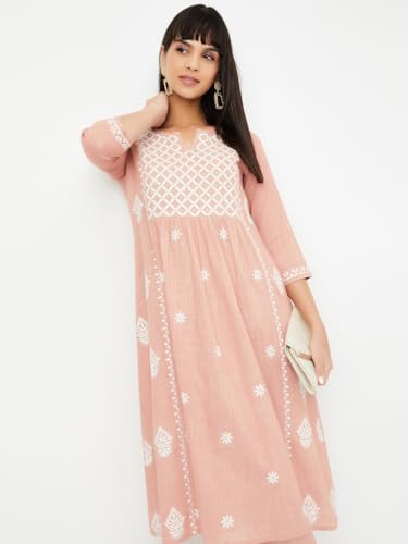 Max Women's Cotton Blend Kurta Set (CTKST54046_Brown