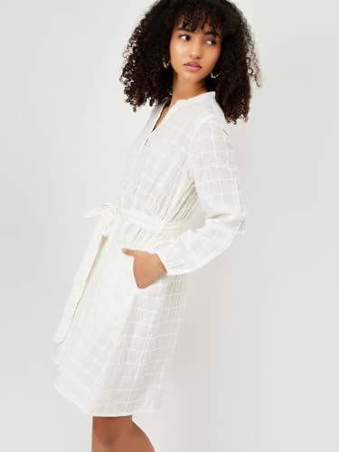 Max Women's Polyester A-Line Midi Dress (TP55003_Off White