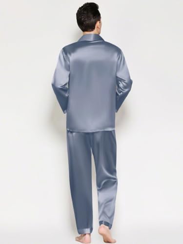 bellababebysk Premium Satin Night Suit for Men (Ice Blue) XXXX-L