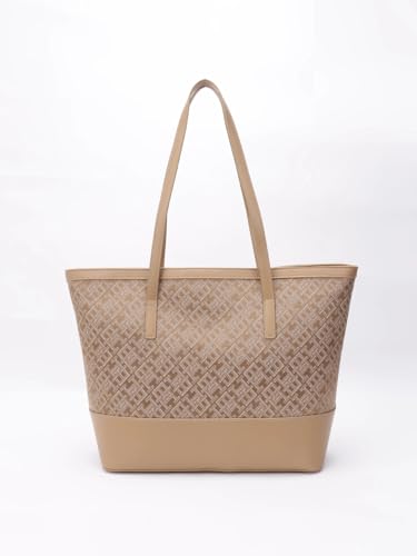 Tommy Hilfiger Logo Khaki Polyester Tote Bag