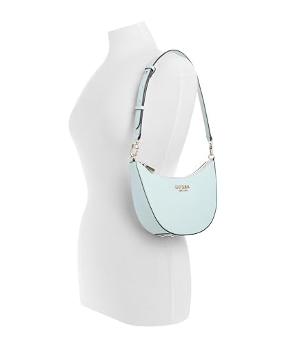 GUESS Powder Blue Textured Fedana Mini Top Zip Shoulder Bag