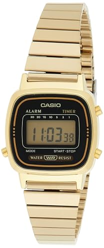Casio Vintage LA670WGA-1DF Black Digital Dial Gold Stainless Steel Band D124