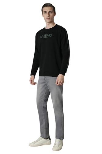 Louis Philippe Men Casual Black Print Sweatshirt