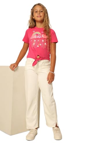 VERO MODA Girls Mid Rise Stretchable Ankle Length White Wide Leg Jeans