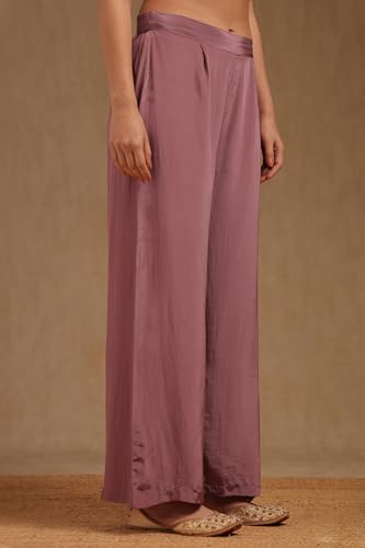 Soch Womens Onion Pink Crepe Embroidered Kaftan Suit With Cutdana