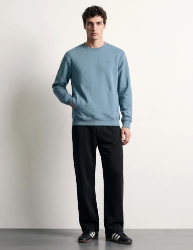 DAMENSCH Heat-Code Comfort Fit Sweatshirt for Men with Pockets | Double-Brushed Microfiber Fleece | Warm Winter Pullover (5-15°C) | Anti-Pilling, Glacier Blue, XL