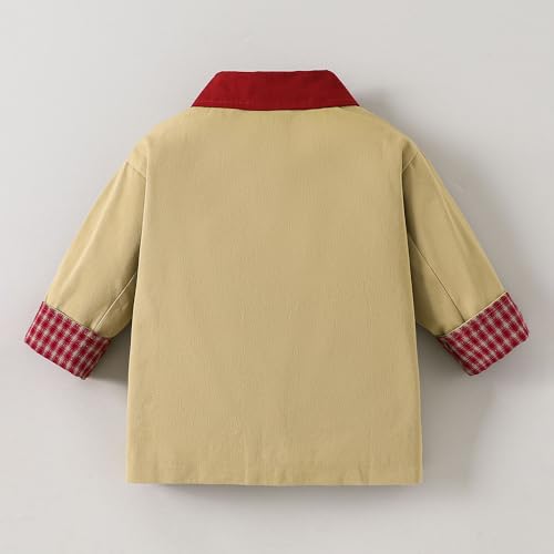 Hopscotch Girls Full Sleeves Beige Gingham Long Coat For Ages(4-5 Years)