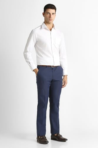 Men Navy Solid Trousers