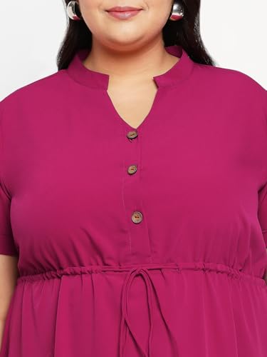 wild U Women Plus Size Shirt Dress | A-line Casual Midi | Half Sleeve | Comfort fit | Western Stylish (Pink, Size : 4XL)