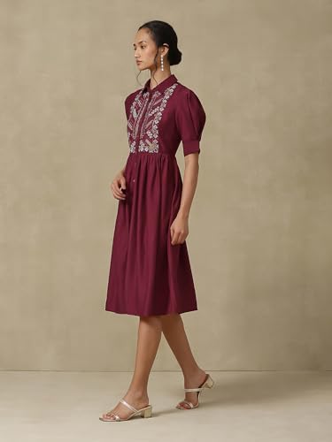Aarke Ritu Kumar Wine Emboridered Dress
