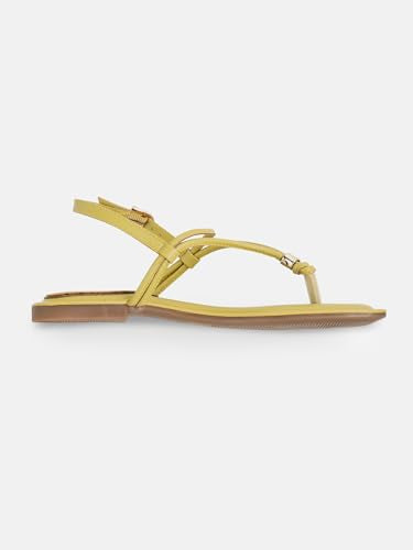 KENNETH COLE Women's Flat Sandal | Synthetic | Square Toe, Multi-Strap Design, Buckle Closure | Yellow, UK10