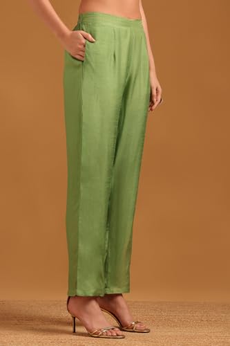 Soch Womens Mustard Muslin Botanical Co-ord Set With Hand Embroidery and Cutdana Details