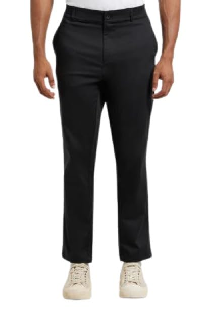 Jockey IM26 Men's Super Combed Cotton Rich Elastane Stretch Woven Fabric Slim Fit All Day Pants with Side Pockets_Black_L