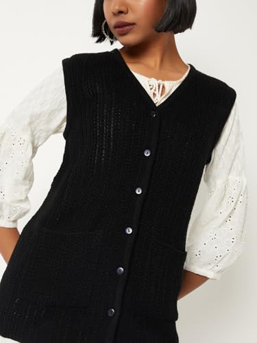 Max Women Knit Cardigan (Black_S)