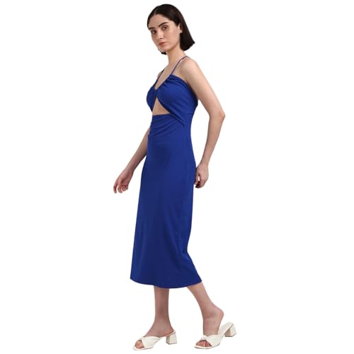 Calvin Klein Department2158 Polyester Bodycon Mid-Calf Length Dress (J20J223514C86_Sapphire Blue_S)