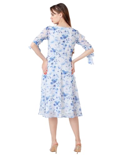 Zink London Women's White Printed Regular Midi Dress