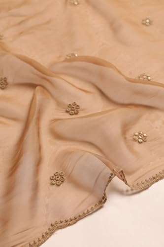 Soch Womens Beige Mul Chanderi Botanical Salwar Suit With Machine Embroidery and Thread Work