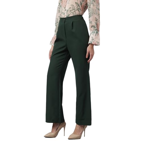 Latin Quarters Women Green Casual Solid High Rise Trouser_L