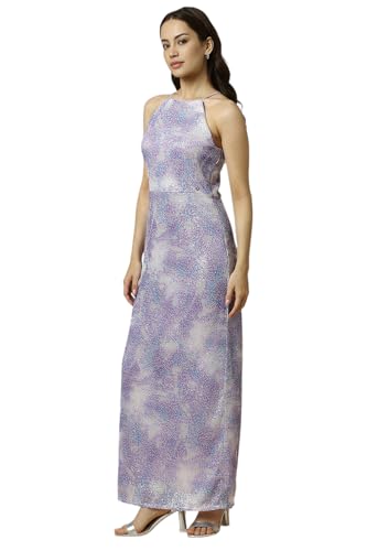 Allen Solly Women's Polyester Modern Maxi Dress (AHDRERGF533416_Lilac