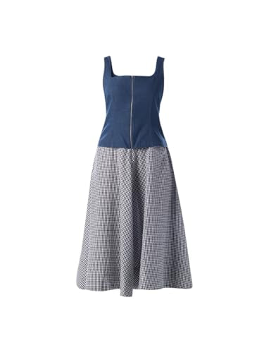 ONLY Women's Checked Fit and Flare Assorted Dress Night Sky