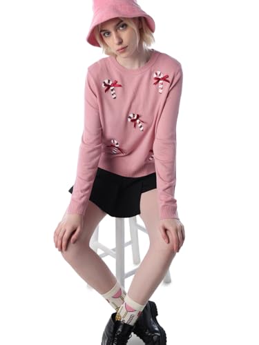 ONLY Women's Acrylic Round Neck Pullover Sweater (15355004-Bleached Bleached Mauve