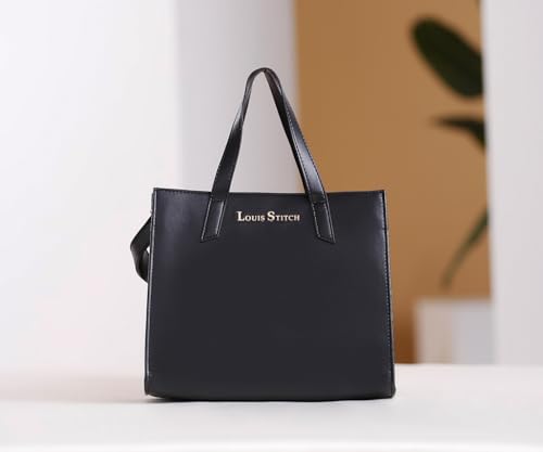 LOUIS STITCH Stylish Black Handbag for Women | Ladies Satchel Handbag for Travel, Office, College (LS-LDB-VF1039-HBJB)