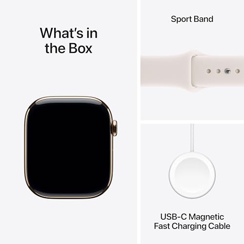 Apple Watch Series 11 GPS + Cellular 46mm Gold Titanium Case with Light Blush Sport Band - M/L