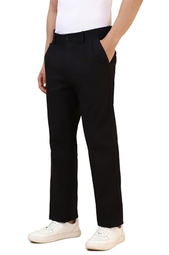 Men Black Solid Casual Trousers