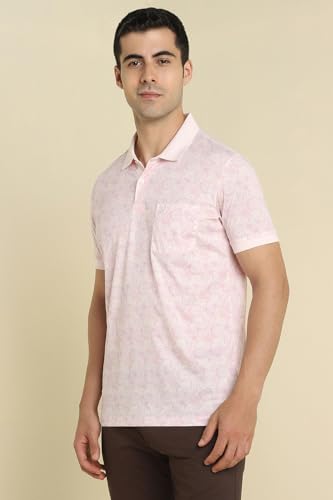 Allen Solly Men Pink Printed Polo Neck T-Shirt