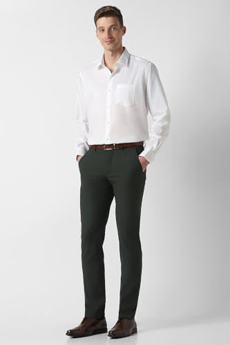 Men Green Solid Formal Trousers