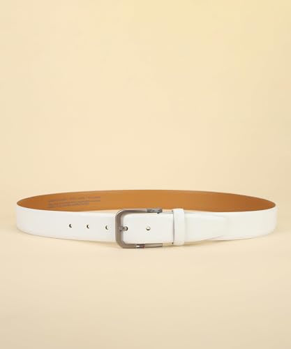 GIL Genuine Leather White Belt for Men Perfect for Formal and Casual Wear with Adjustable Waistband Buckle, Classic and Original Design Ideal for Jeans, Gifting, Office, Party or Daily Use (Size-34)