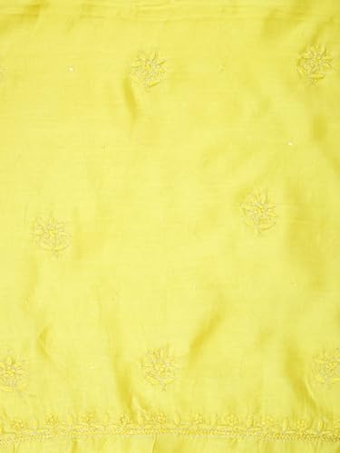 Ada Hand Embroidered Lucknowi Chikankari Unstitched Muslin Dress Material Suit Piece with Dupatta for Women with Zari Work 01A795829 Lemon