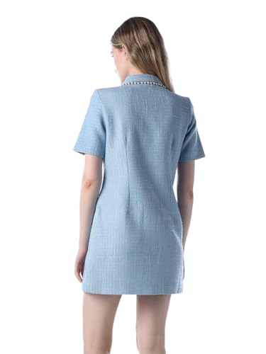 ONLY Women's Embellished Fit and Flare Light Blue Dress