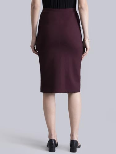 FableStreet Women's Viscose Rayon Elasticated Knitted Pencil Knee Length Skirt (Maroon) (32) (KNSK062MRON-32)