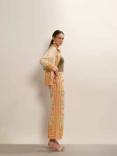 VERO MODA Women's Straight Fit High Rise Yellow Pants