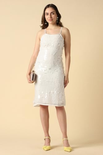 Women White Embellished Party Dress