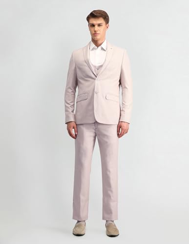 Arrow Men's Rayon Business Suit Pants Set (ARAISU5507_Beige