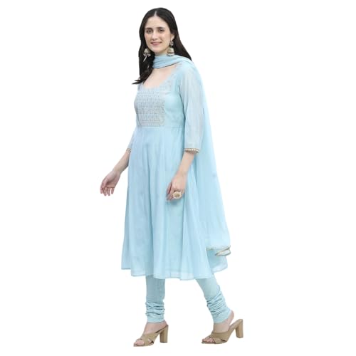 BIBA Women's Polyester Kurta Sets (SKD8799OAW24POBLU_Blue