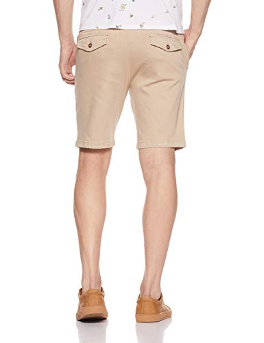 Amazon Brand - Symbol Men's Regular Fit Cotton Stretchable Shorts (AW19-SHR-ESS-03_Stone_34)