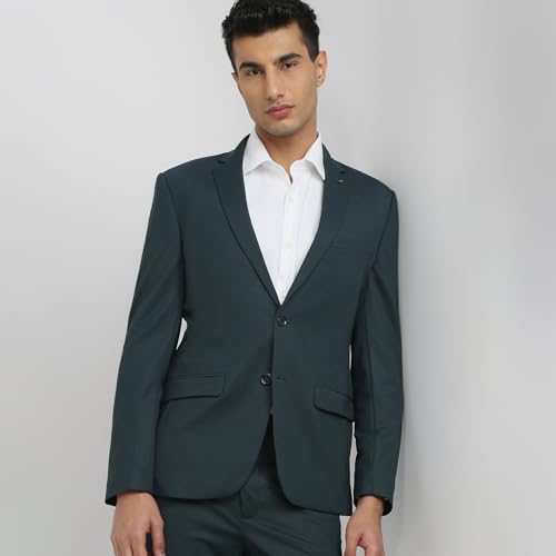 Park Avenue Men Super Slim Fit Solid Pattern Rayon Blend Notch Lapel Full Sleeve Formal Suit