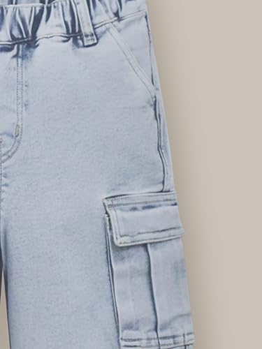 Cherry Crumble Blue Solid Denim Day Wear Regular Summer Jeans for Girls