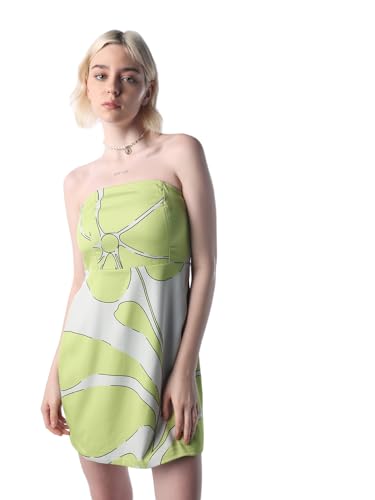 ONLY Women's Abstract Print Fit and Flare Blue Dress