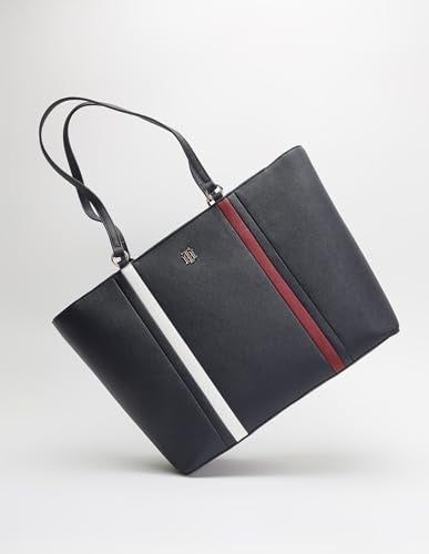 Tommy Hilfiger Striped Navy Pu Tote Bag