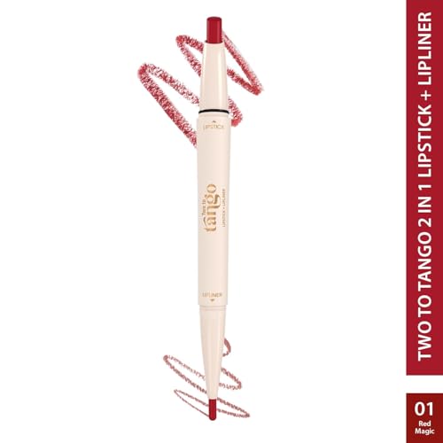 PREMIUM Two To Tango Lip Liner + Lipstick Duo |Non-Transfer |Long Stay | Creamy Matte Finish| Super-glide formula | Non-drying |For Sensational lip look, Red Magic-01 SH-7711