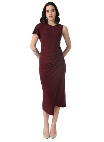 Kazo Women's Polyester Fit and Flare Midi Dress (125473_Port Royale