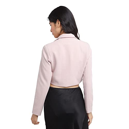 Zink London Women's Pink Solid Cropped Blazer