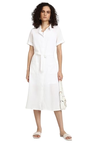 FOREVER 21 Women's Polyester Modern Above The Knee Dress (FWA23CDRF0076_White