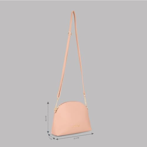 Caprese Romano Medium Sling Bag for Women | Solid Crossbody Shoulder Purse with Adjustable Strap | Hands-Free Multi-Compartment Bag for Daily Use (Cosmetic Pink)
