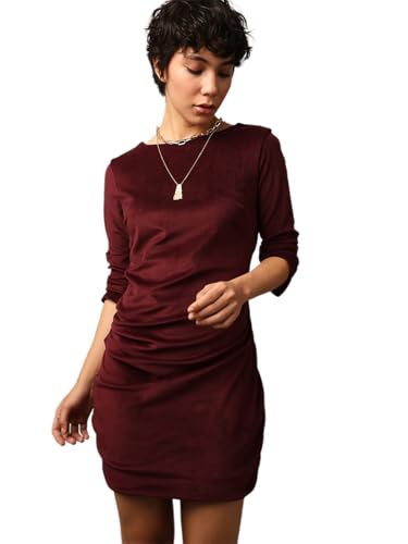 ONLY Women's Fitted Maroon Dress