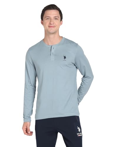 U.S. POLO ASSN. Men's Cotton Regular Fit T-Shirt (I694-Pl_Large,Lead, Grey